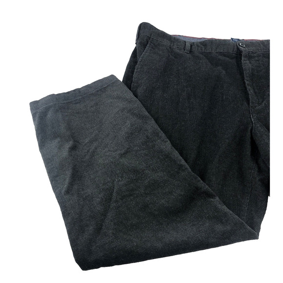 Izod Men's Corduroy Pants 42 x 30 Straight Fit Flat Front Dark Gray Pockets NICE - Picture 8 of 10